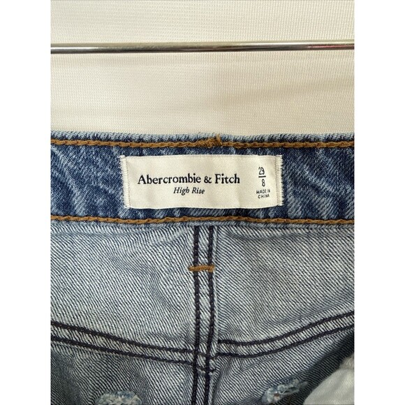 NWT ABERCROMBIE & FITCH Denim Skirt 8 Midi  Straight Back Slit High Rise - Picture 3 of 7